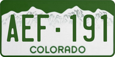 CO license plate AEF191