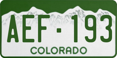 CO license plate AEF193