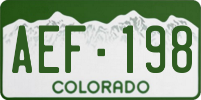 CO license plate AEF198