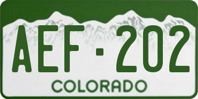 CO license plate AEF202