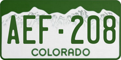 CO license plate AEF208