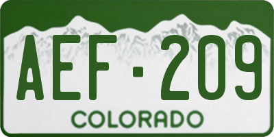 CO license plate AEF209