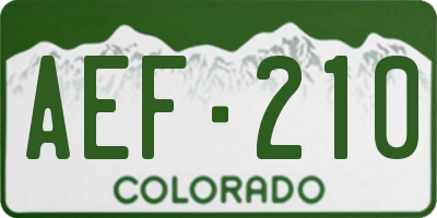 CO license plate AEF210