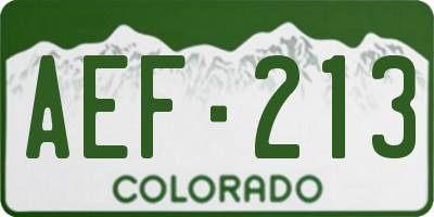 CO license plate AEF213