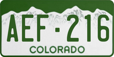 CO license plate AEF216