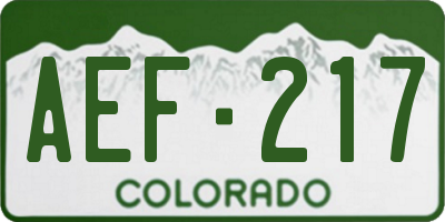 CO license plate AEF217