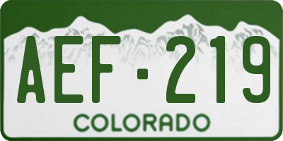 CO license plate AEF219