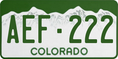 CO license plate AEF222