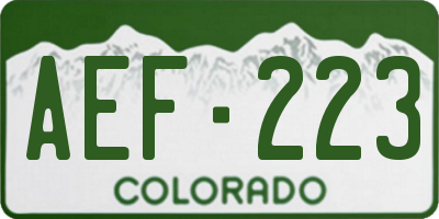 CO license plate AEF223