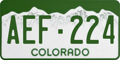 CO license plate AEF224