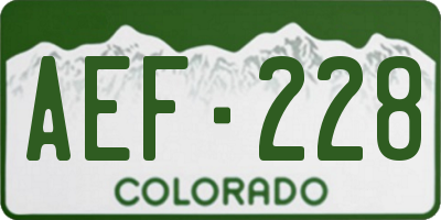 CO license plate AEF228