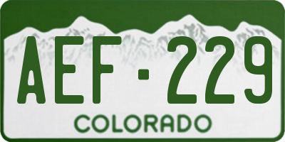 CO license plate AEF229