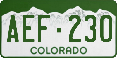 CO license plate AEF230