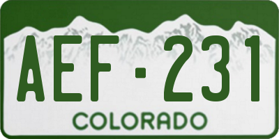 CO license plate AEF231