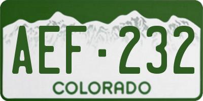 CO license plate AEF232