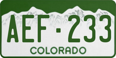CO license plate AEF233