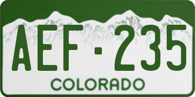 CO license plate AEF235