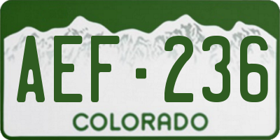 CO license plate AEF236