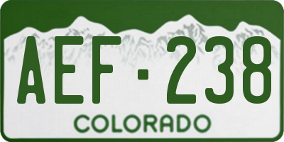 CO license plate AEF238