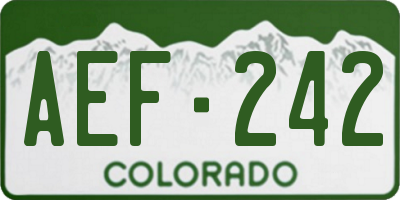 CO license plate AEF242