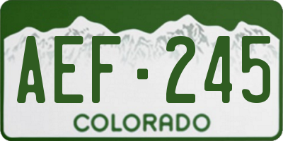 CO license plate AEF245