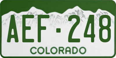 CO license plate AEF248