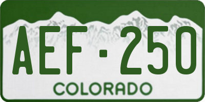 CO license plate AEF250