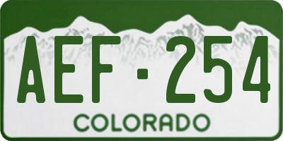 CO license plate AEF254