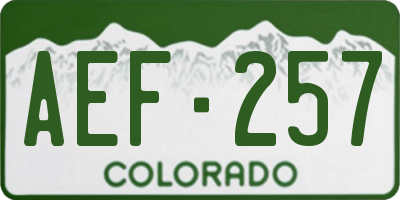 CO license plate AEF257