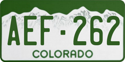 CO license plate AEF262
