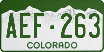 CO license plate AEF263