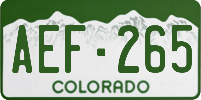 CO license plate AEF265