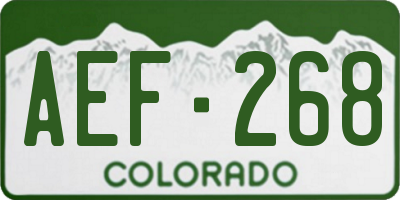 CO license plate AEF268