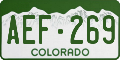 CO license plate AEF269