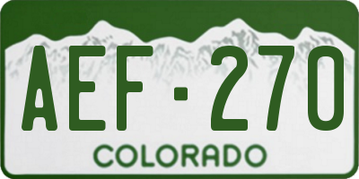 CO license plate AEF270