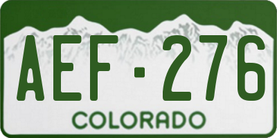 CO license plate AEF276