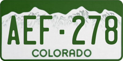 CO license plate AEF278