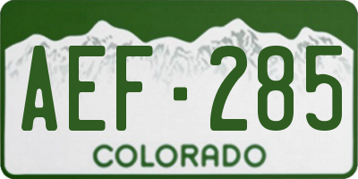 CO license plate AEF285