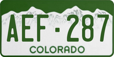 CO license plate AEF287
