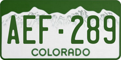 CO license plate AEF289