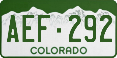 CO license plate AEF292