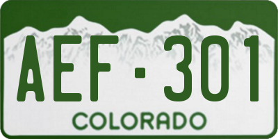 CO license plate AEF301