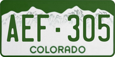 CO license plate AEF305