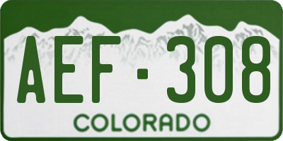CO license plate AEF308
