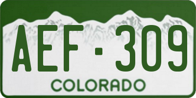 CO license plate AEF309