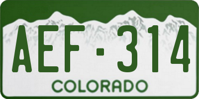 CO license plate AEF314