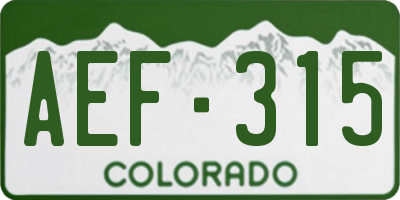 CO license plate AEF315