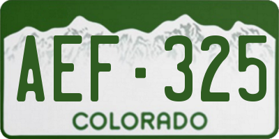 CO license plate AEF325