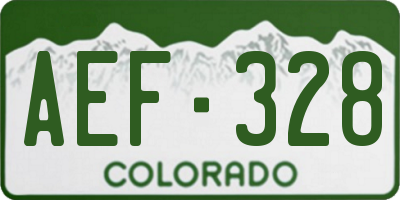 CO license plate AEF328