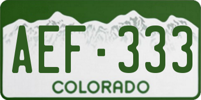 CO license plate AEF333